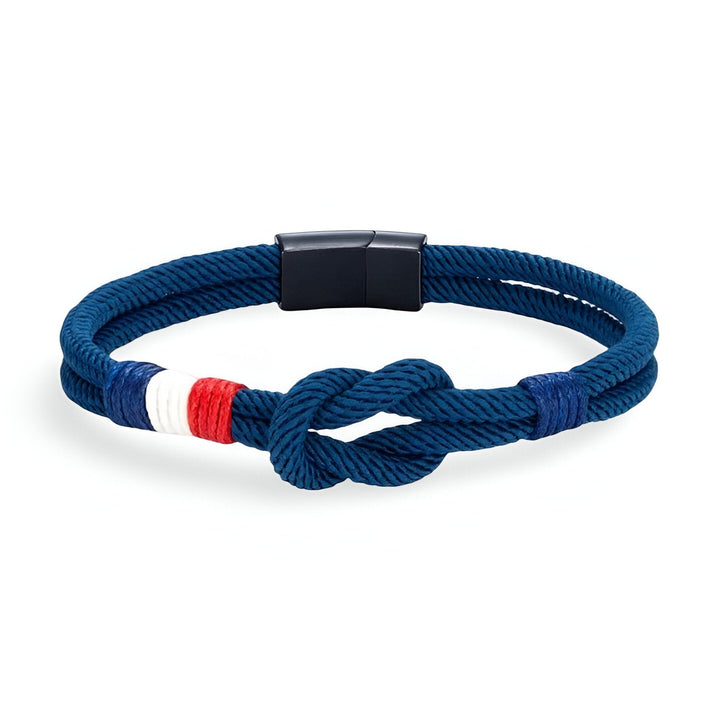 Porter™ Pulsera de Cordón con Nudo y Detalle de Bandera Francesa Ajustable