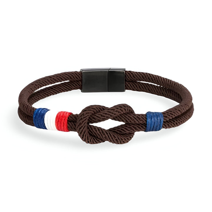 Porter™ Pulsera de Cordón con Nudo y Detalle de Bandera Francesa Ajustable