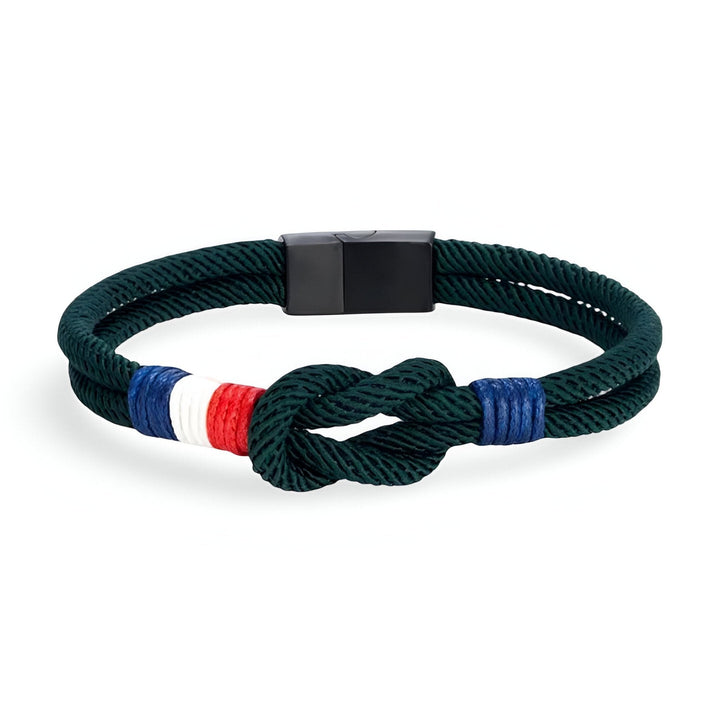 Porter™ Pulsera de Cordón con Nudo y Detalle de Bandera Francesa Ajustable