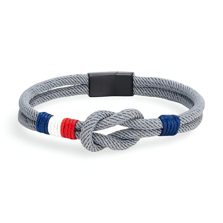 Porter™ Pulsera de Cordón con Nudo y Detalle de Bandera Francesa Ajustable