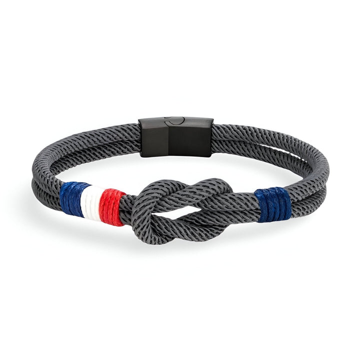 Porter™ Pulsera de Cordón con Nudo y Detalle de Bandera Francesa Ajustable