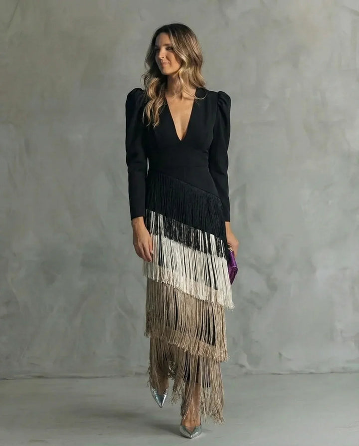 Sienna™ Vestido elegante con mangas de flecos