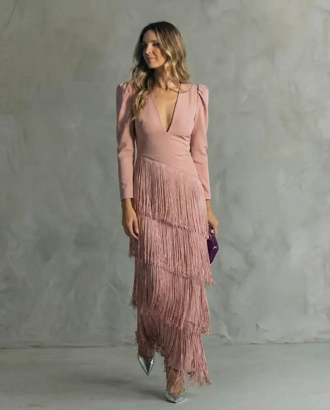 Sienna™ Vestido elegante con mangas de flecos