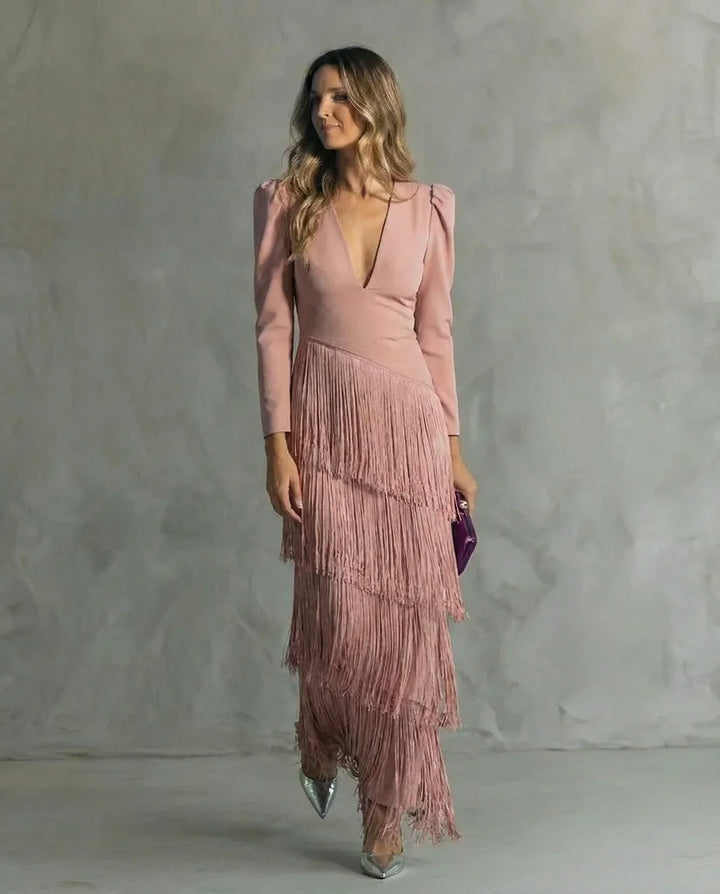 Sienna™ Vestido elegante con mangas de flecos