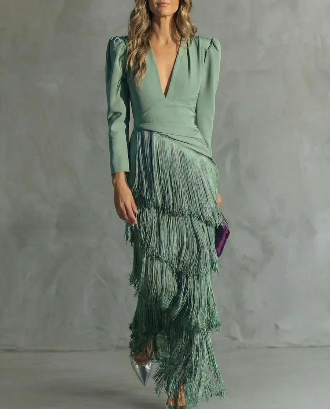 Sienna™ Vestido elegante con mangas de flecos