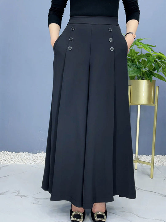 Nell™ Pantalones plisados elegantes con piernas anchas