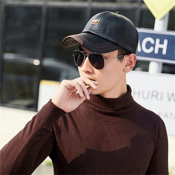 Olivaro™ Gorra de Cuero Cálida para Hombre Ideal para Otoño e Invierno