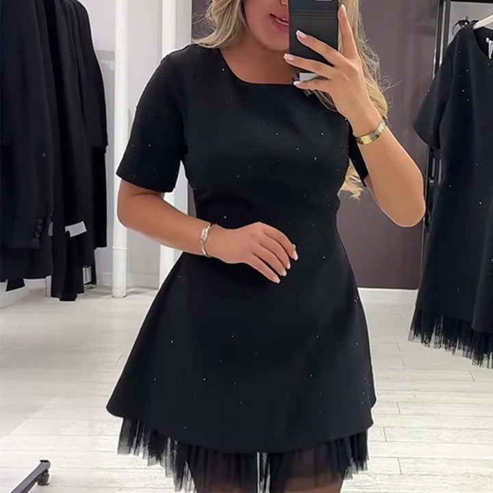 Rovienna™ Vestido corto con encaje y brillo sofisticado