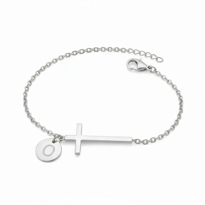 Elodryn™ Pulsera Inicial Sagrada – Cruz Personalizada