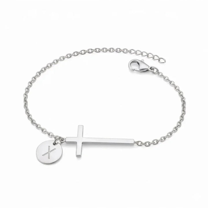 Elodryn™ Pulsera Inicial Sagrada – Cruz Personalizada