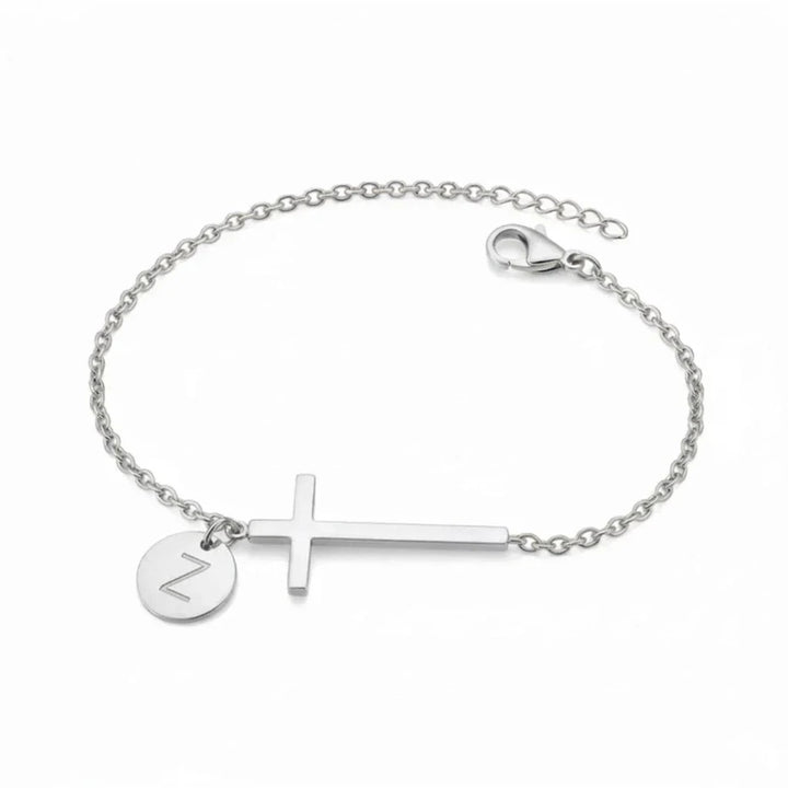 Elodryn™ Pulsera Inicial Sagrada – Cruz Personalizada