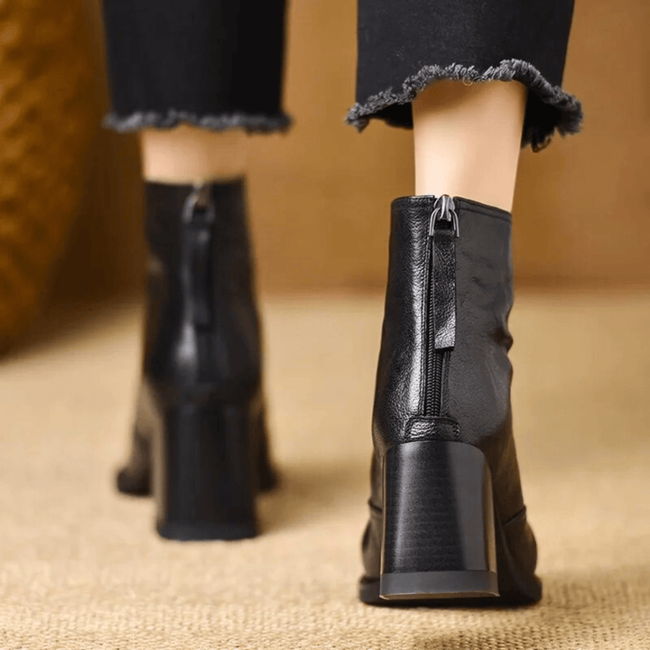 Cavelle™ Botines de lujo cómodos con tacón medio estilizado